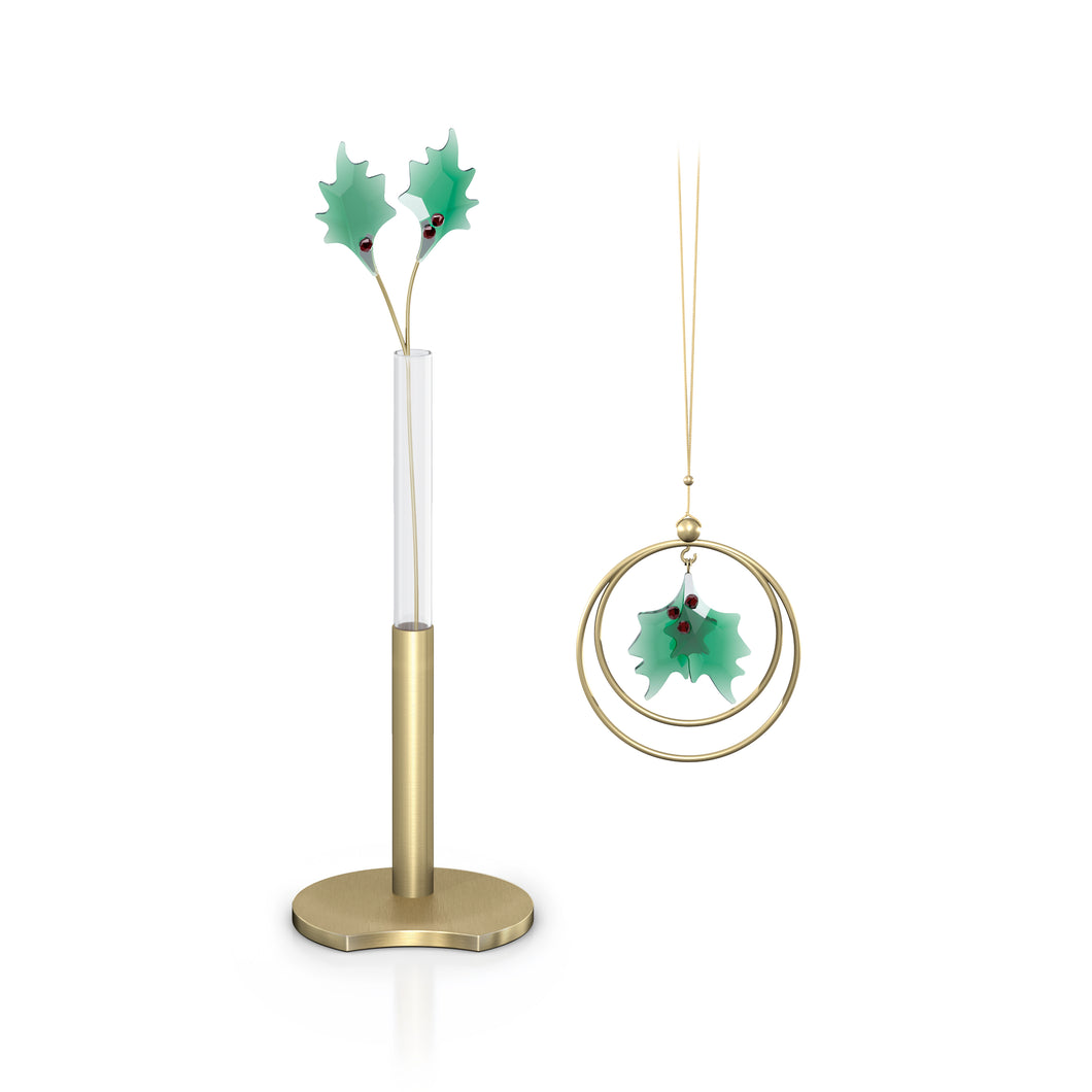 Swarovski Garden Tales Holly Leaves Set 5597136 Gold-Tone Metal Glass & Crystal