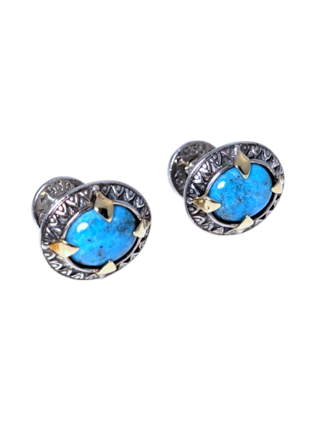 Konstantino Silver, 18k Gold and Turquoise Cufflinks MAKJ92-130-137 MSRP $1280