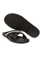 Load image into Gallery viewer, Bally Jaabir 6231507 Men's Black &amp; White Calf Plain Leather Sandals MSRP $540
