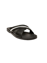 Load image into Gallery viewer, Bally Jaabir 6231507 Men's Black &amp; White Calf Plain Leather Sandals MSRP $540
