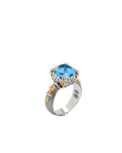 Load image into Gallery viewer, Konstantino Delos 2 Sterling Silver 18k Gold &amp; SB Topaz Ring DMK2150-524-CAB S7
