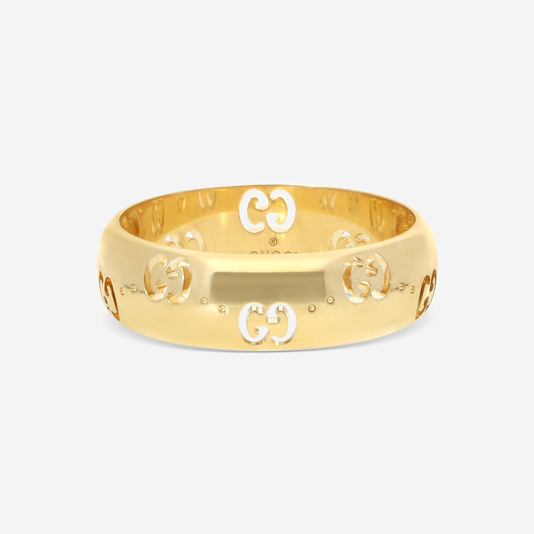 Gucci Icon 18K Yellow Gold Band Ring YBC804335001017 Size 8 MSRP $1,850