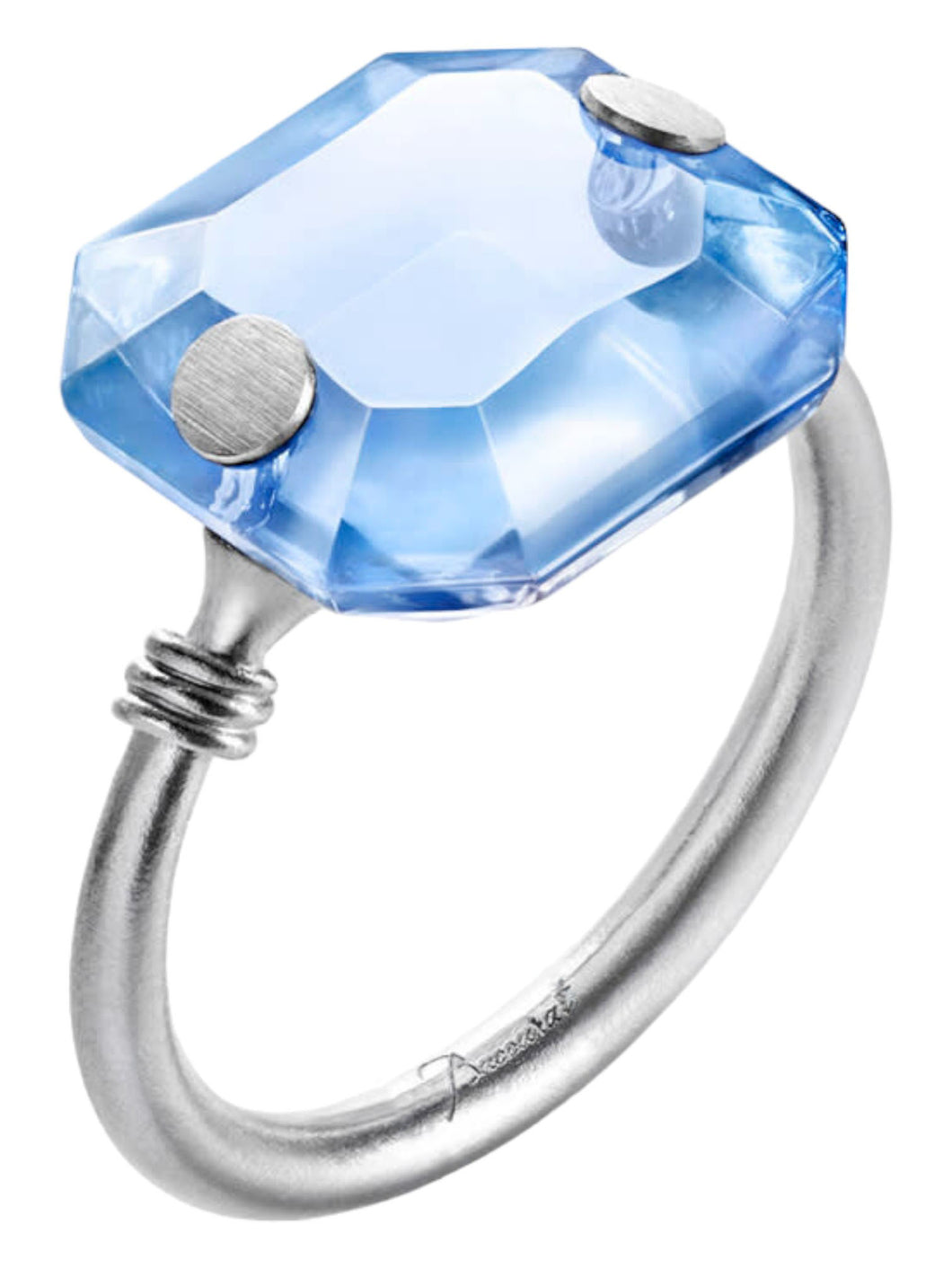 Baccarat 2810775 Marie-Hélène de Taillac Blue Crystal Silver Ring Size 6.5 MSRP $350