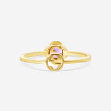 Load image into Gallery viewer, Gucci 18K Yellow Gold and Amethyst Interlocking G Motif Ring YBC662428003 MSRP $820
