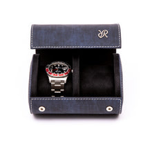 Load image into Gallery viewer, Rapport London Soho Leather Two-Watch Roll In Navy Blue - D316
