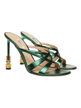 Load image into Gallery viewer, Bally Carolyn 6304287 Deep Emerald Strappy Slip On Leahter Sandals MSRP $1200
