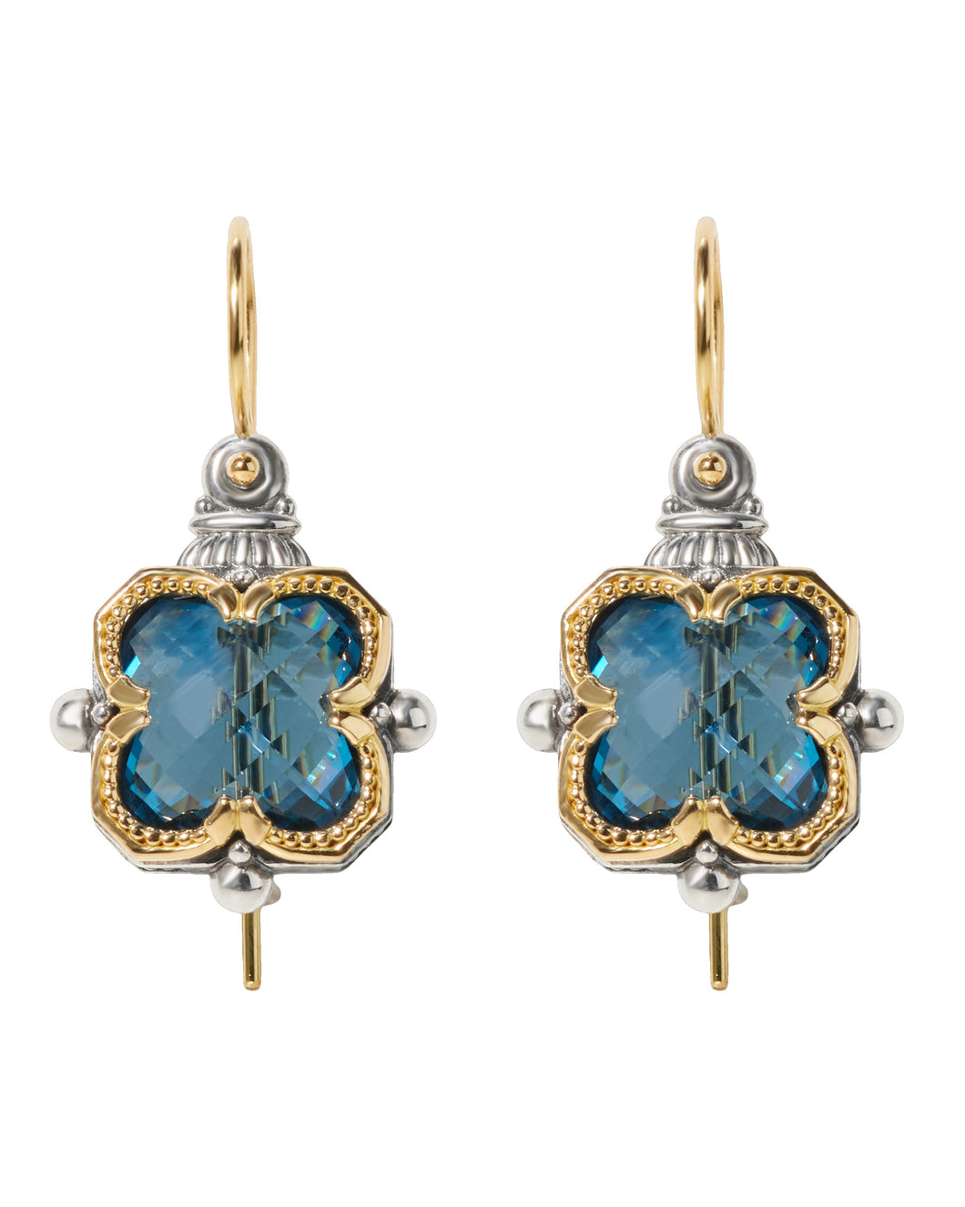 Konstantino Anthos Sterling Silver 18k Gold & Blue Spinel Earrings SKMK3215-478