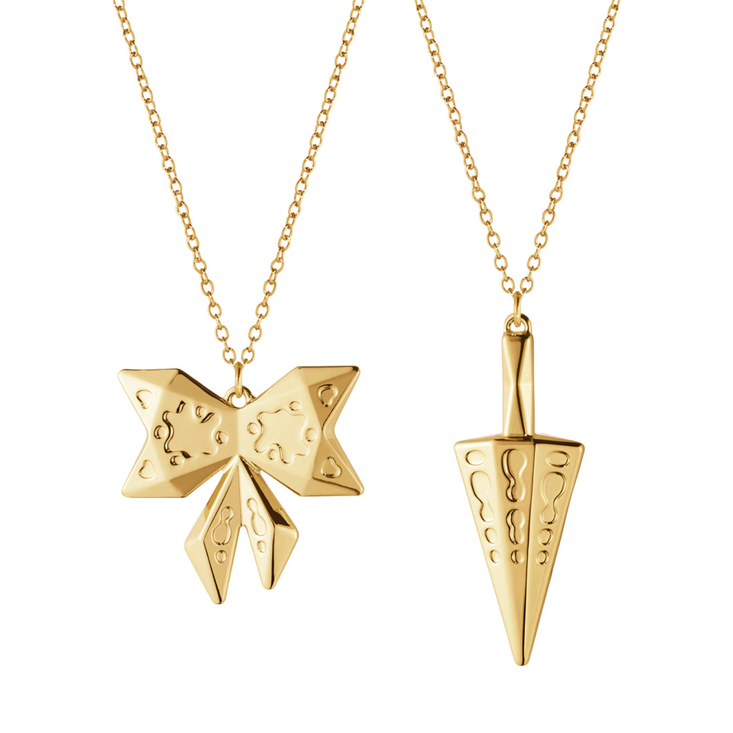 NEW GEORG JENSEN CHRISTMAS Bow & Cone Ornament Set 18kt Gold Plated MSRP $45