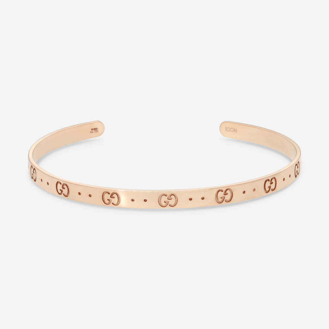 GUCCI Icon Thin Bangle 18kt Pink Gold Bracelet YBA434524002 MSRP $2,700