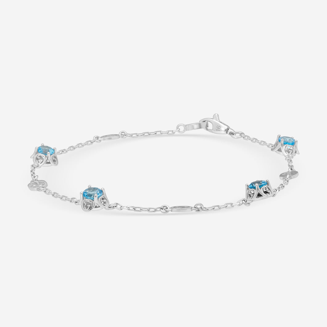 Gucci 18K White Gold Topazes Interlocking G Bracelet YBA662430002 MSRP $1,870
