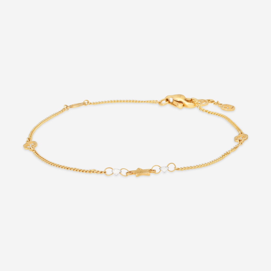 GUCCI Interlocking G Details and Star Motif in 18kt Yellow Gold & Diamonds Bracelet YBA679117001 MSRP $1,760