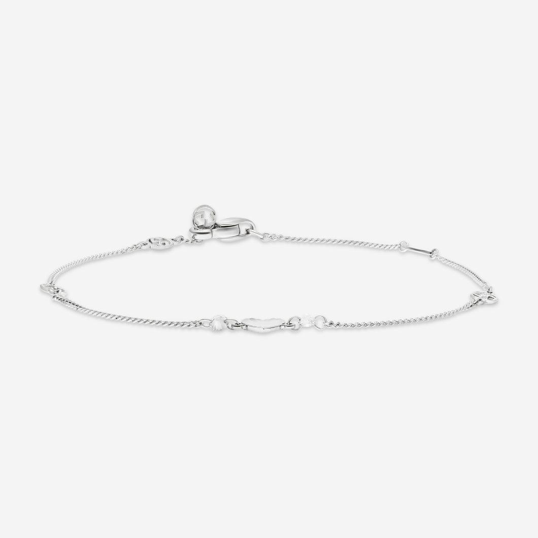 Gucci Interlocking G Heart Motif 18K White Gold & Diamond Bracelet YBA679118001 MSRP $1,870