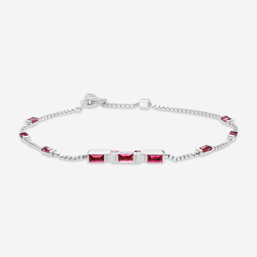 GUCCI Link to Love 18kt White Gold and Rubellite Bracelet YBA702395001 MSRP $3,190