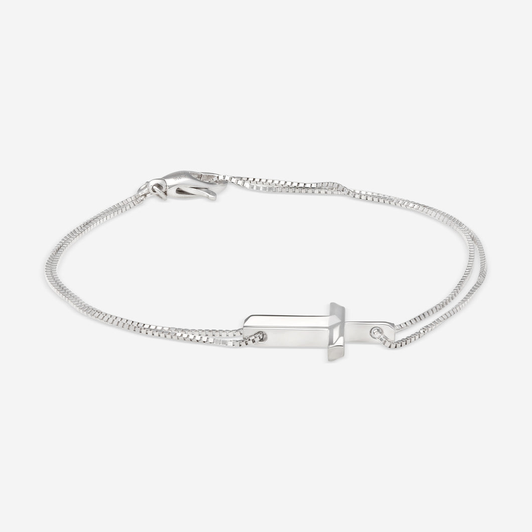 Gucci Link to Love 18K White Gold Cross Charm Bracelet YBA759354002 MSRP $1,700