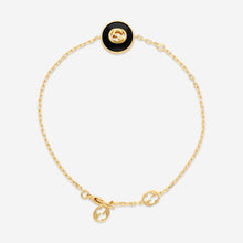Load image into Gallery viewer, GUCCI Yellow Gold Onyx and Diamond 12mm Pendant Bracelet YBA786556001 MSRP $2,150
