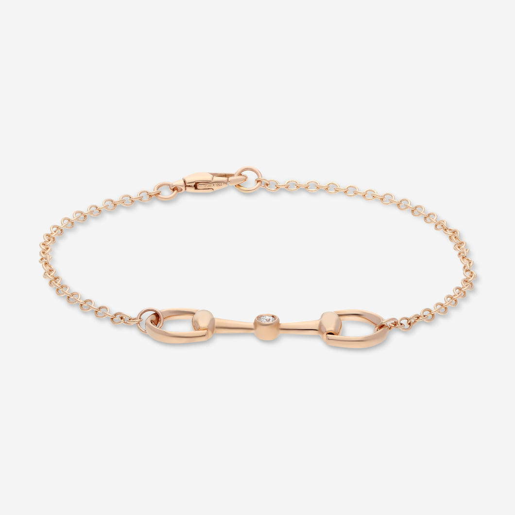 Gucci Horsebit 18K Rose Gold and Diamond Bracelet YBA796174001 MSRP $1,980