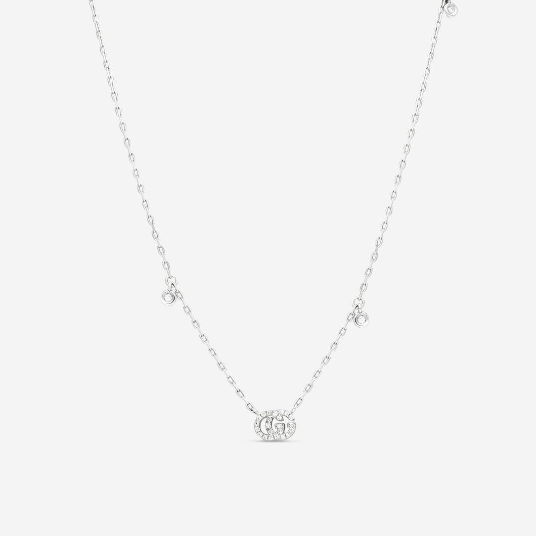 GUCCI GG Running 18kt White Gold and Diamond Necklace YBB479231001 MSRP $2,240