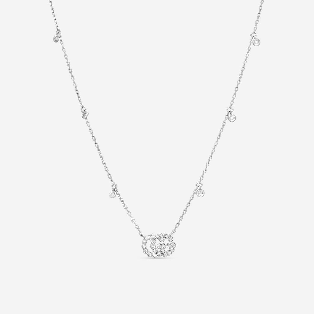 Gucci GG Running 18K White Gold and Diamond Necklace YBB481624002 MSRP $3,520
