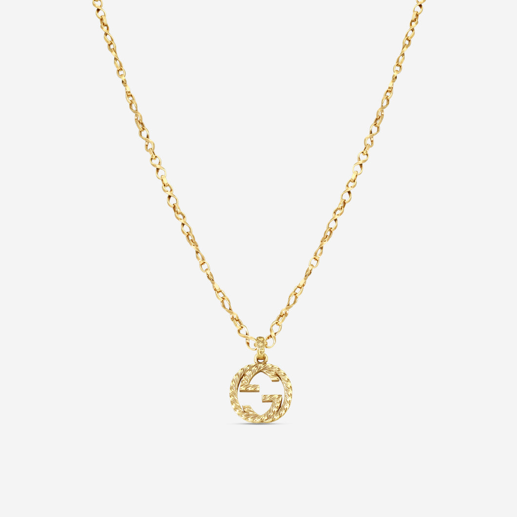 GUCCI Interlocking G 18kt Aged Yellow Gold Necklace YBB579858001 MSRP $3,470