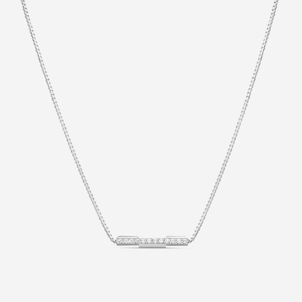 GUCCI Link to Love 18kt White Gold and Diamond Necklace YBB662132001 MSRP $2,650