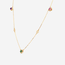 Load image into Gallery viewer, GUCCI Interlocking G Motif 18kt Yellow Gold with Amethyst, Tourmalines, Citrine and Beryl Necklace YBB662429001 MSRP $2,700
