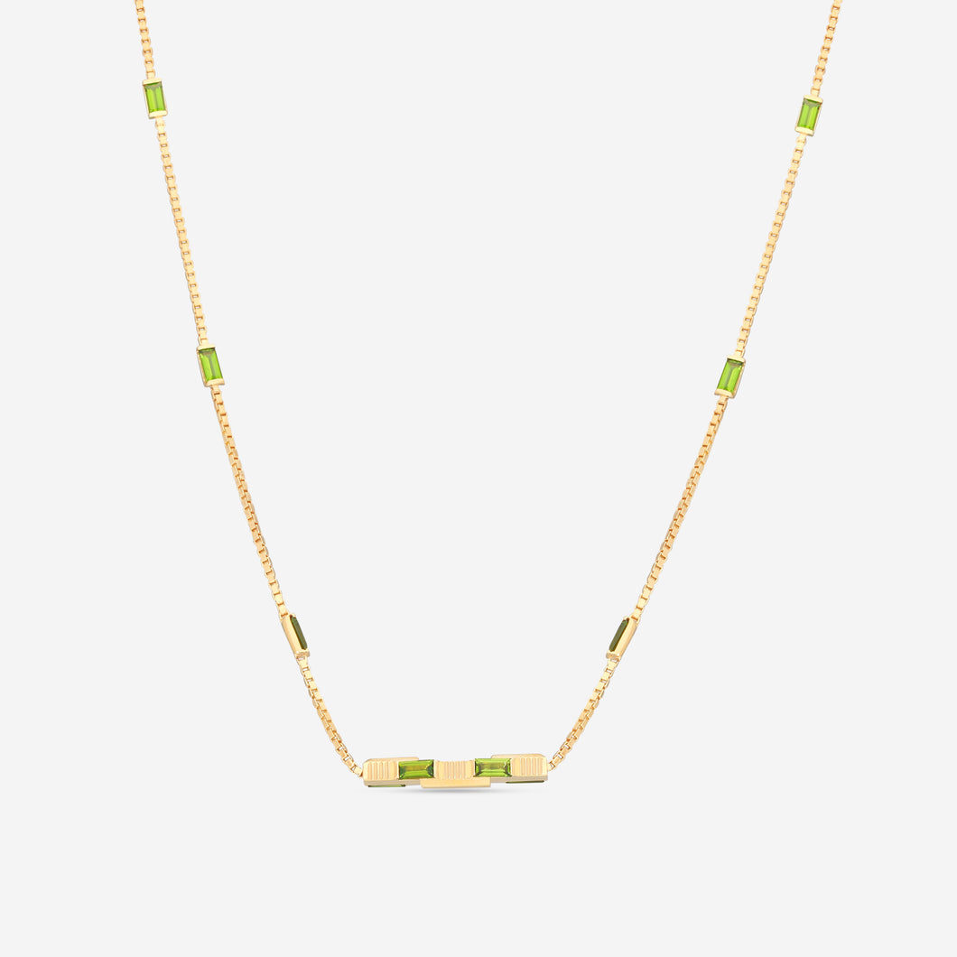 GUCCI Link to Love 18kt Yellow Gold and Green Tourmaline Necklace YBB702394002 MSRP $4,790