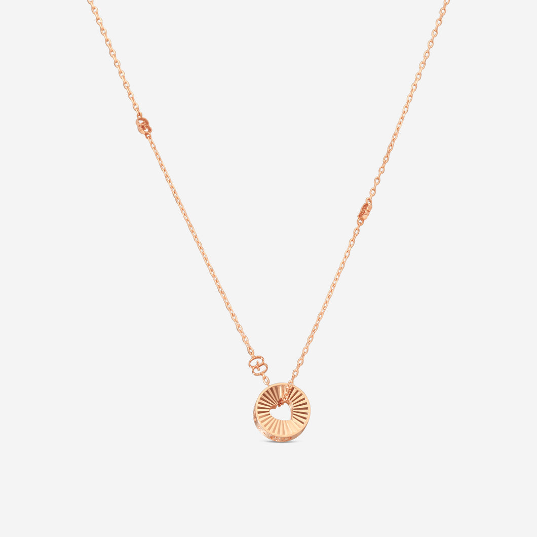 Gucci 18K Rose Gold Round Pendant Heart Cut Out Necklace YBB729373001 MSRP $2,700