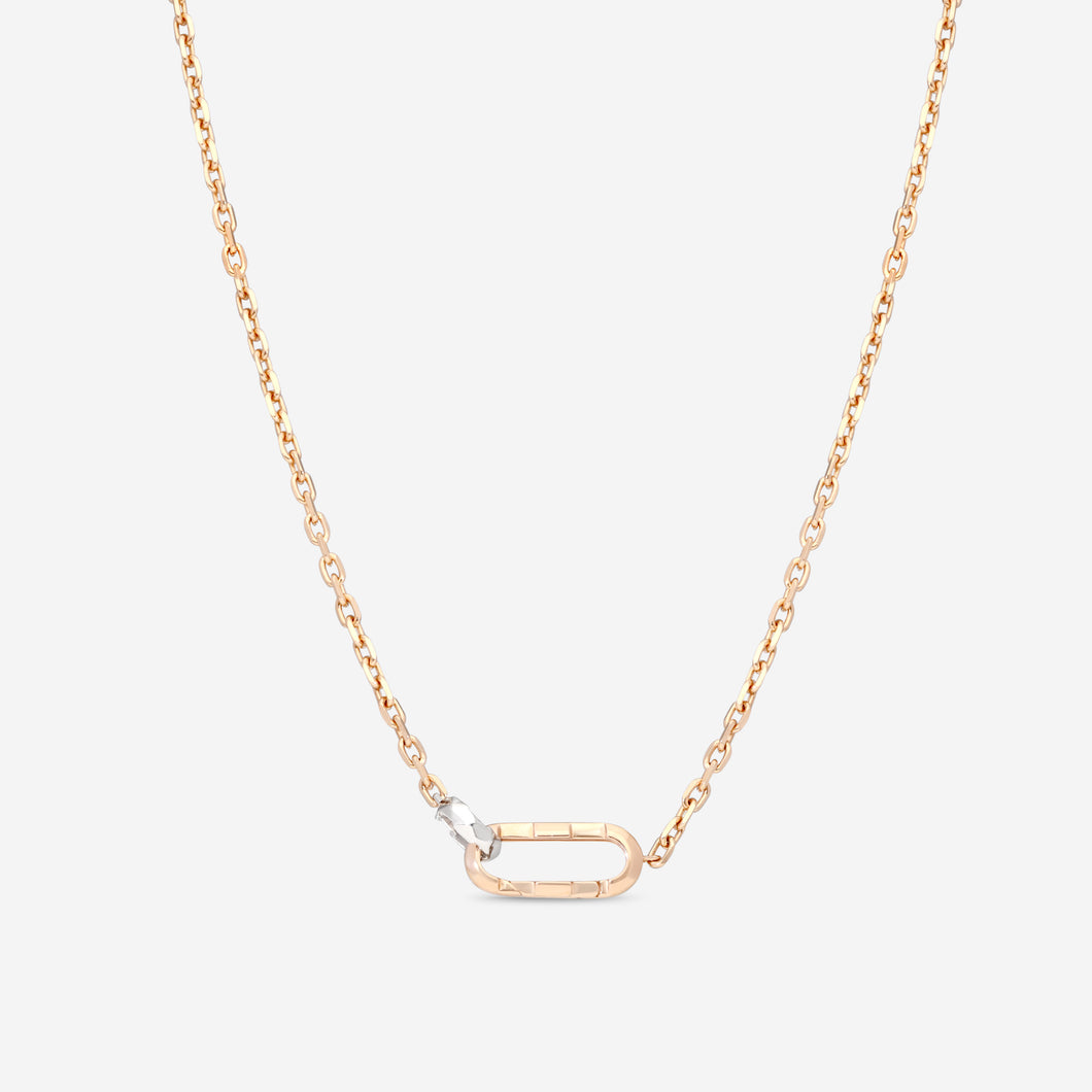 Gucci 18K Rose & White Gold Link to Love Necklace YBB786671002 MSRP $3,400