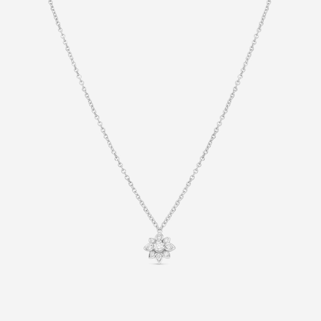 Gucci 18K White Gold and Diamonds Flower Necklace YBB796207001 MSRP $3,070