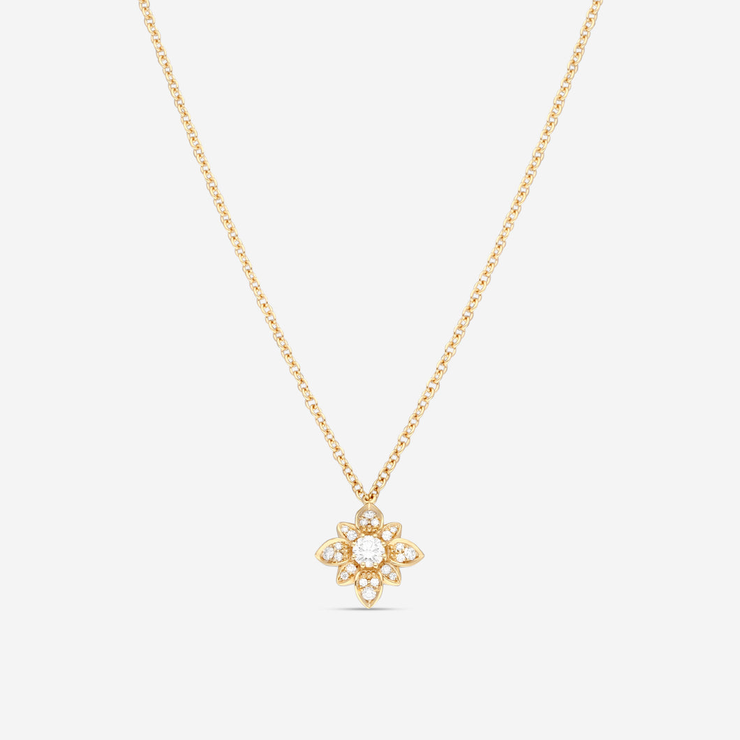 Gucci 18K Yellow Gold Diamond Flower Pendant Necklace YBB796238001 MSRP $6,340