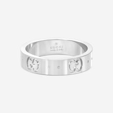 Load image into Gallery viewer, GUCCI Icon Thin Band 18kt White Gold Ring YBC073230002 MSRP $1,100
