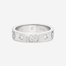 Load image into Gallery viewer, Gucci Icon Thin 18K White Gold &amp; Diamond Band Ring YBC100881001 MSRP $2,250
