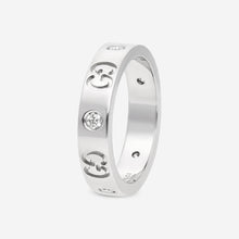 Load image into Gallery viewer, Gucci Icon Thin 18K White Gold &amp; Diamond Band Ring YBC100881001 MSRP $2,250

