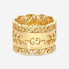 Load image into Gallery viewer, Gucci Icon Blooms 18K Yellow Gold Wide Band Ring YBC554647001 MSRP $2,100
