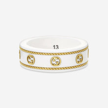 Load image into Gallery viewer, Gucci Icon 18K Yellow Gold and Zirconia Band Ring YBC606826002 MSRP $850
