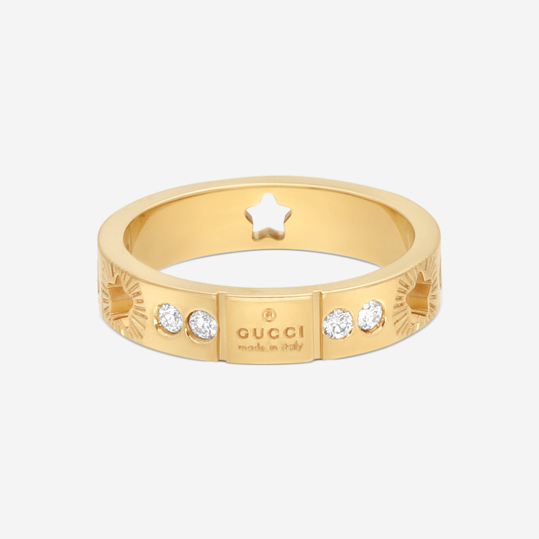 GUCCI Icon 18kt Yellow Gold and Diamond Ring YBC662057001 MSRP $2,200