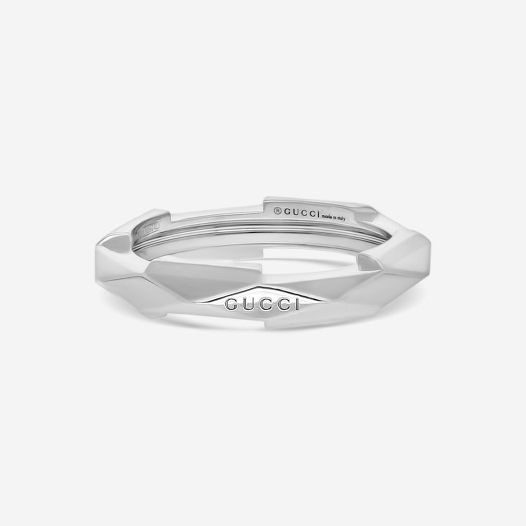GUCCI Link to Love Studded 18kt White Gold Ring YBC662177002 MSRP $1,750