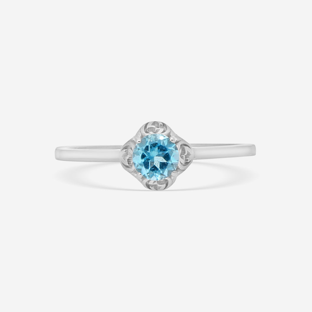 Gucci 18K White Gold Interlocking G & Topaz Ring YBC662428004 MSRP $890