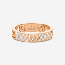 Load image into Gallery viewer, Gucci Icon 18K Rose Gold &amp; Diamond Band Ring YBC729415001 MSRP $5,200
