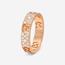 Load image into Gallery viewer, Gucci Icon 18K Rose Gold &amp; Diamond Band Ring YBC729415001 MSRP $5,200
