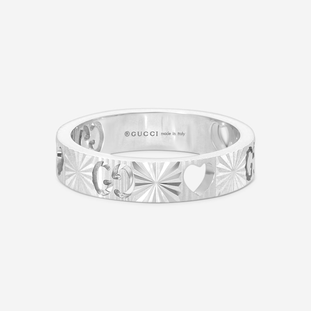 Gucci Icon 18K White Gold Band Ring YBC729458001 MSRP $1,450