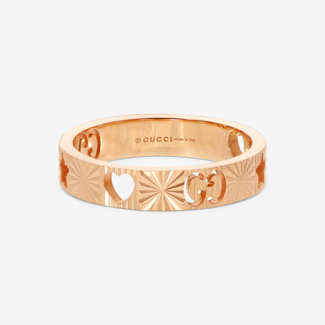 Gucci Icon 18K Rose Gold Band Ring YBC729460001 MSRP $1,350