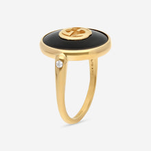 Load image into Gallery viewer, Gucci 18K Yellow Gold Onyx Diamond Ring YBC786604001 MSRP $2,480
