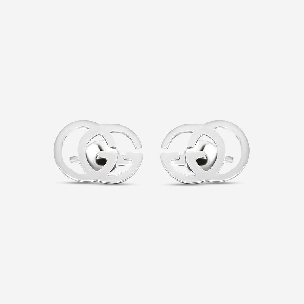 Gucci GG Running 18K White Gold Stud Earrings YBD094074001 MSRP $850