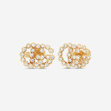 Load image into Gallery viewer, Gucci GG Running 18K Yellow Gold and Diamond Stud Earrings YBD481676001 MSRP $2,390
