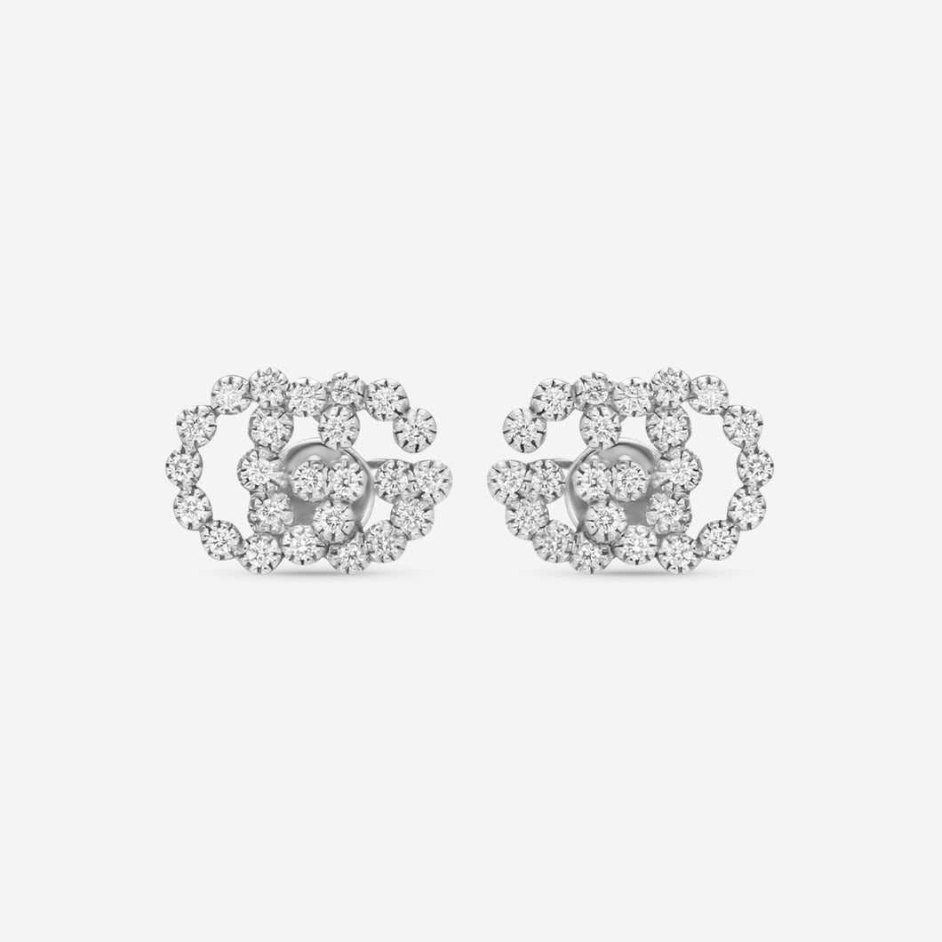 Gucci GG Running 18K White Gold and Diamond Stud Earrings YBD481676003 MSRP $2,550