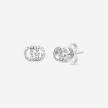 Load image into Gallery viewer, Gucci GG Running 18K White Gold and Diamond Stud Earrings MSRP $1,920 YBD481678001
