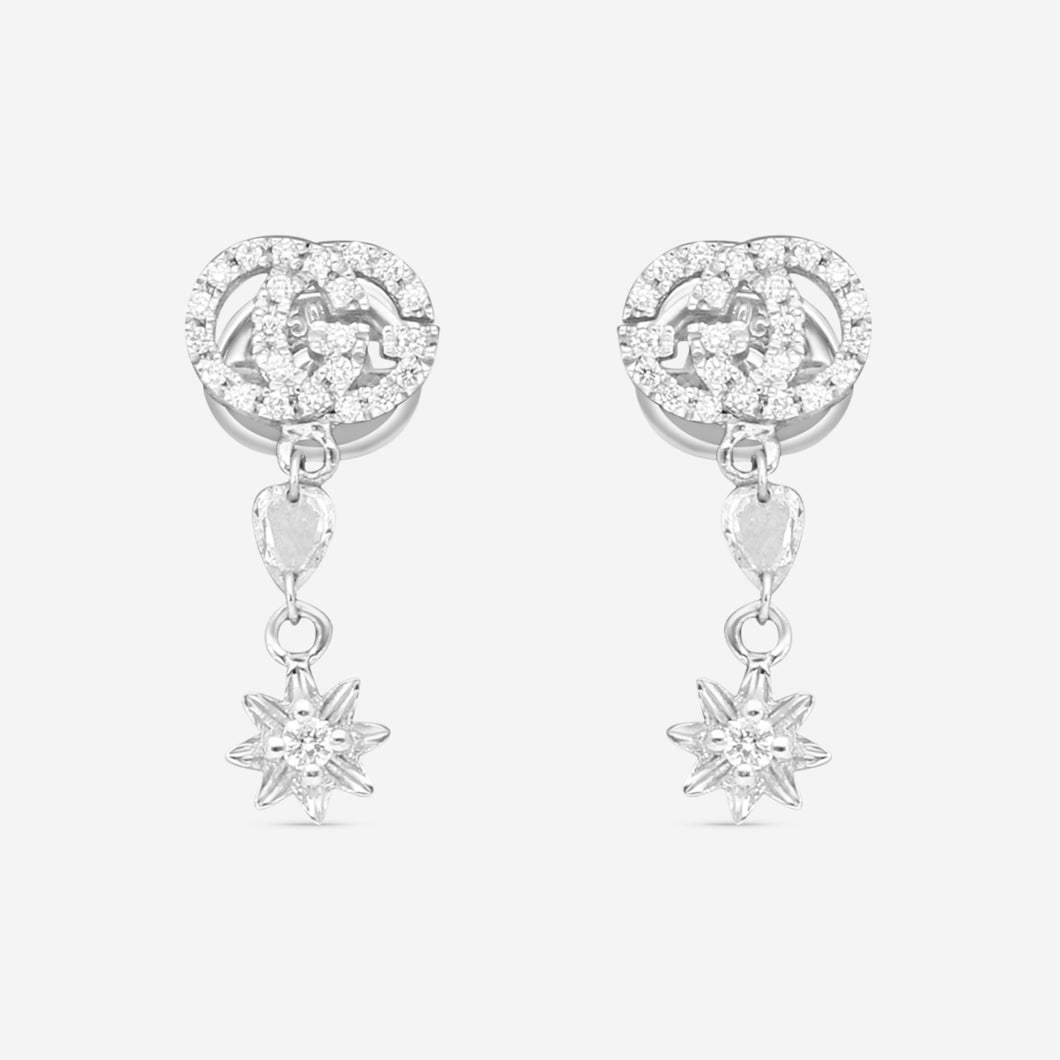 Gucci Flora 18K White Gold and Diamond Earrings YBD581830001 MSRP $3,480
