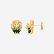 Load image into Gallery viewer, Gucci Lion Head 18K Yellow Gold Chrome Diopside and Diamond Earrings YBD609866001 MSRP $3,960
