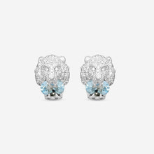 Load image into Gallery viewer, Gucci Lion Head 18K White Gold Aquamarine and Diamond Earrings MSRP $9,240 YBD60986800200U
